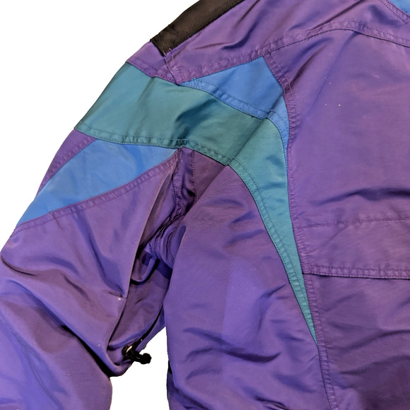 VTG Hard Corps Winters Ski/Snowboarding Jacket Sz L Full Zip Snaps Tuck In Hood - Picture 8 of 12